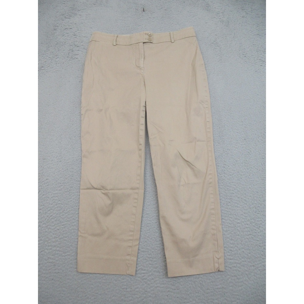 Talbots The Perfect Crop Curvy Pants Womens 8 Beige Twill Stretch Preppy Coastal